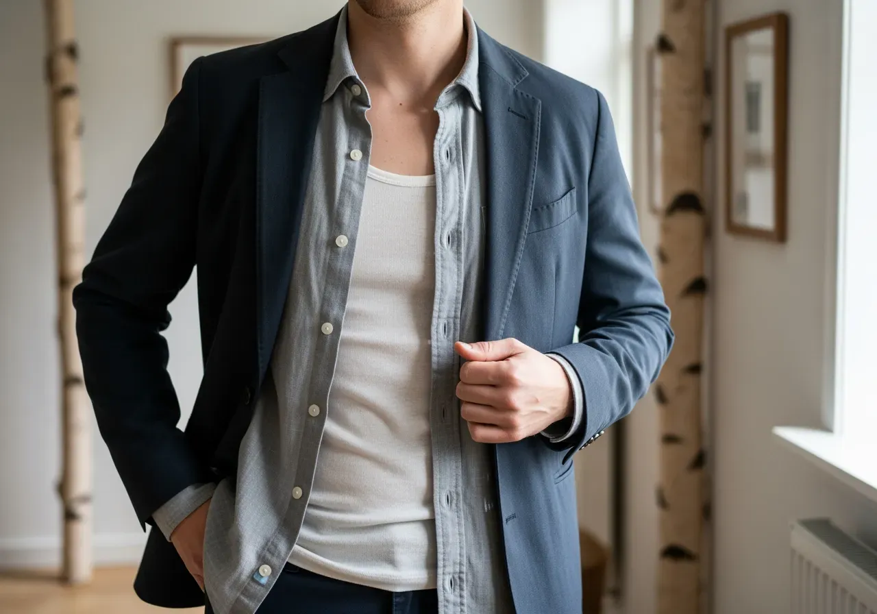 Linne under skjorta och kavaj